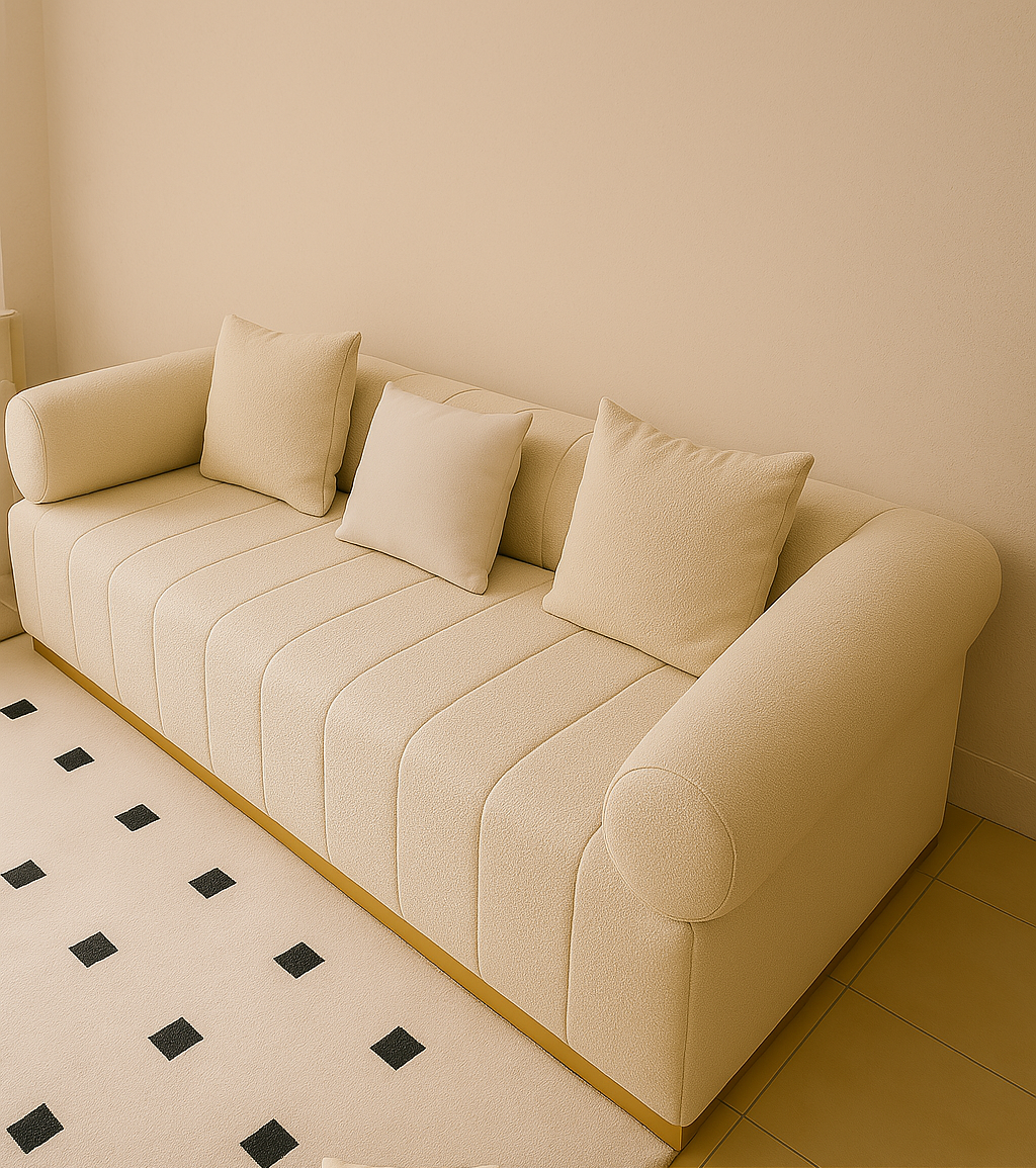 Ivory Fleck Sofa Set